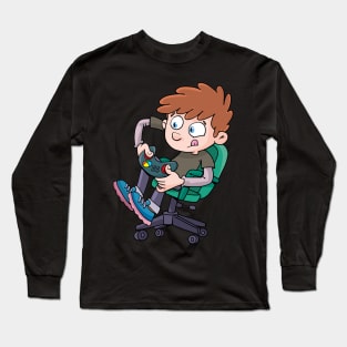 boy is briskly playing a computer game Long Sleeve T-Shirt